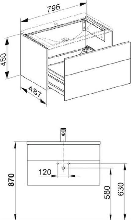 Produktbild Keuco Waschtischunterbau ROYAL REFLEX 796x450x487mm sw (79.5 x 49 x 45 cm)