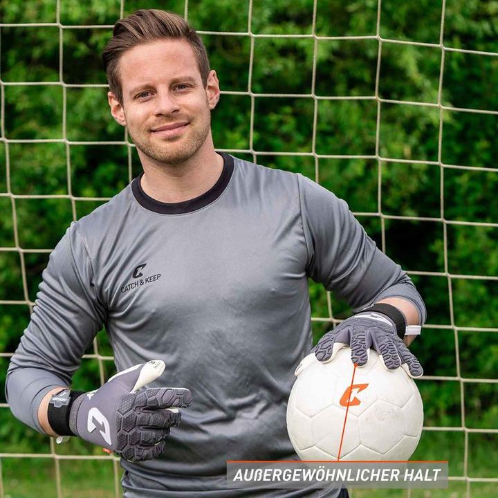 Produktbild Catch & Keep Fussballhandschuhe Fly Grey Soul Gr. 7 Grau Torwart Keeper Goalie Handschuhe (7)
