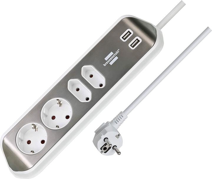 Actual product image Brennenstuhl Corner socket strip (4 x, CEE 7/16, USB, 2 m)