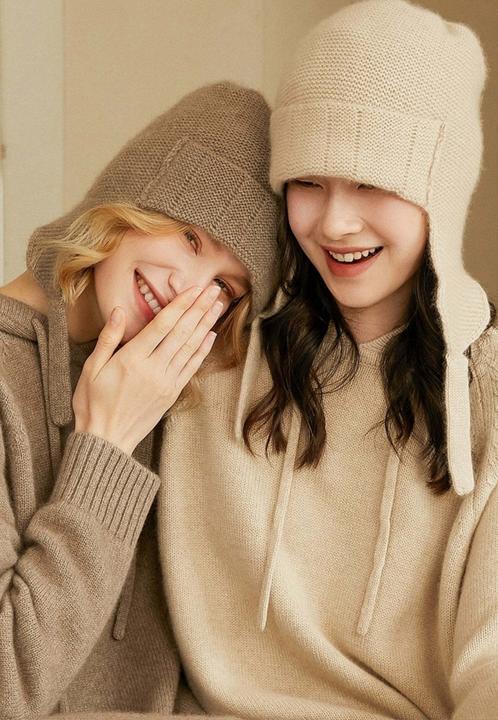 Actual product image Bellemere Beannie Cashmere Earflap Beanie