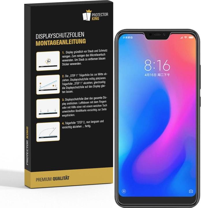 Actual product image Protectorking 4x Panzerfolie Anti-Shock HD Klar (4 Piece, Xiaomi Redmi Note 6 Pro)