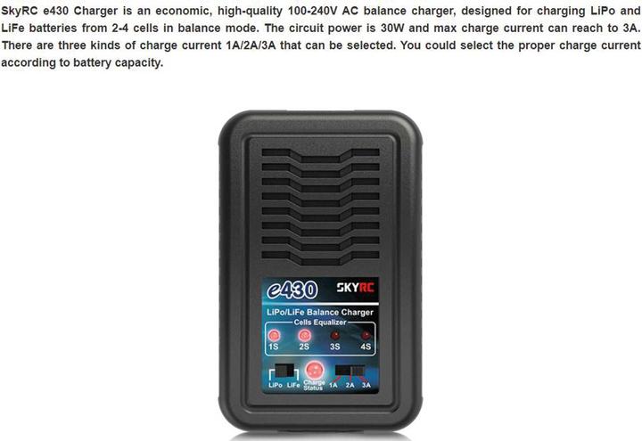 Actual product image SkyRC E430 AC 1-6 LiPo 30W