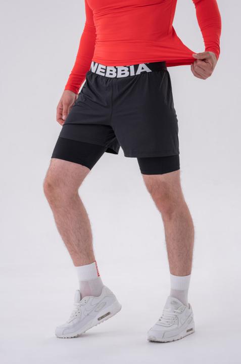 Actual product image Nebbia Double-Layer Shorts with Smart Pockets 318 black (XXL)