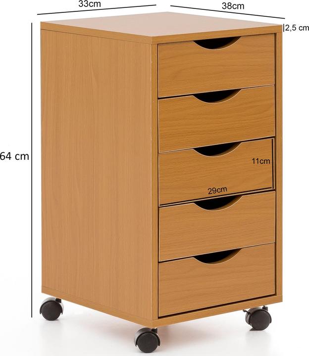 Actual product image FineBuy Roll container wood veneered beech