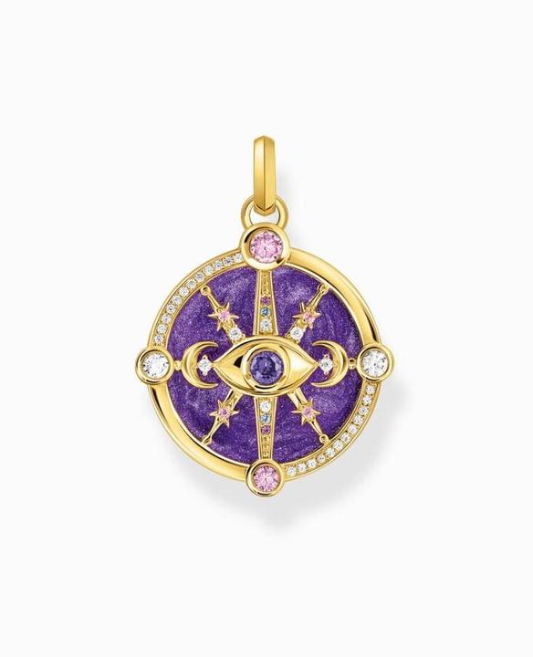 Immagine prodotto Thomas Sabo Ciondolo occhio con dettagli cosmici e pietre colorate argento placcato oro (Argento 925, Smalto)