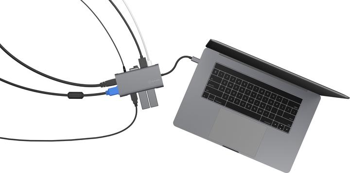 Actual product image Icy Box IB-DK4040-CPD - USB Type-C mini Dock PD (USB-C, 10 Ports)