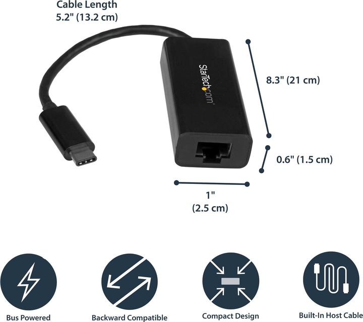 Produktbild StarTech USB-C to Gigabit Adapter (USB, RJ45 (1x))