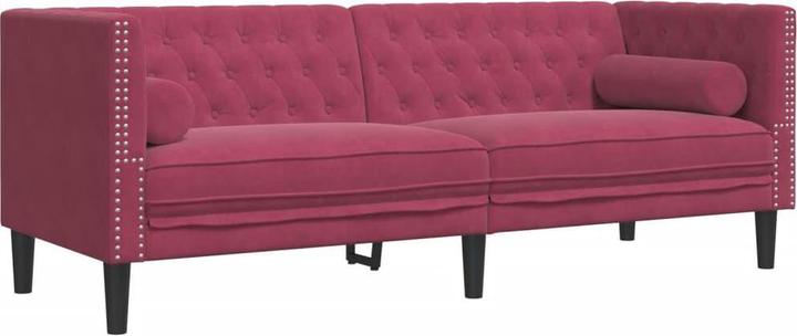 Produktbild VidaXL Chesterfield Sofa Set mit Nackenrollen Sofagarnitur 2-tlg. Weinrot Samt (Chesterfield)