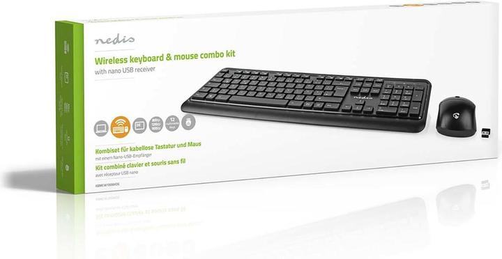 Image du produit Nedis KBMCW100BKDE Kit souris et clavier sans fil Connexion souris et clavier : USB 800 / 1200 / 160 (DE, Sans fil, Filaire)