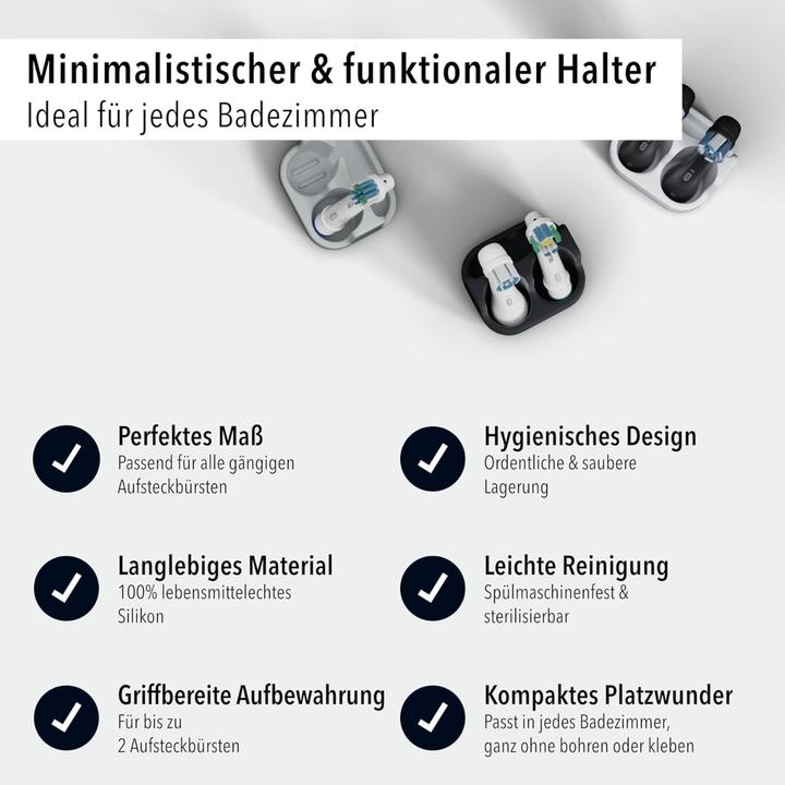 Produktbild Qikfresh Aufsteckbürstenhalter 2er Grau (Zahnbürstenhalter)