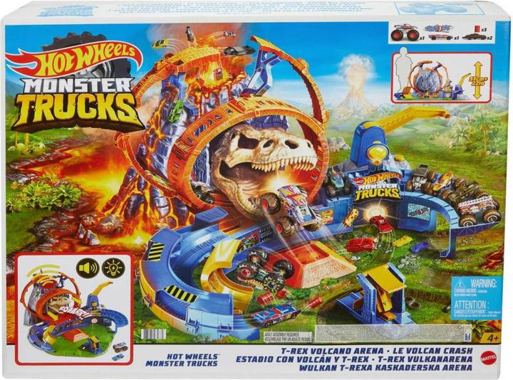 Actual product image Hot Wheels Monster Trucks T-Rex Volcano Arena