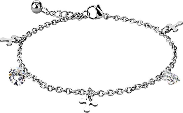 Produktbild Star Piercing Kette silber mit Kreuz und Kristall silber (Chirurgenstahl 316L, 23.50 cm)