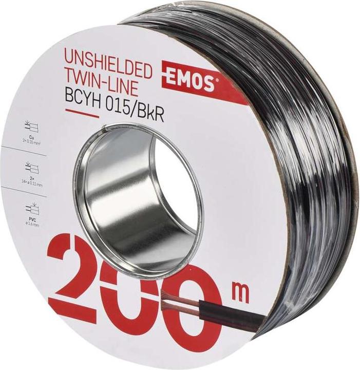 Actual product image Emos UTP cable 2x0.15mm black-red, 200m (200 m)