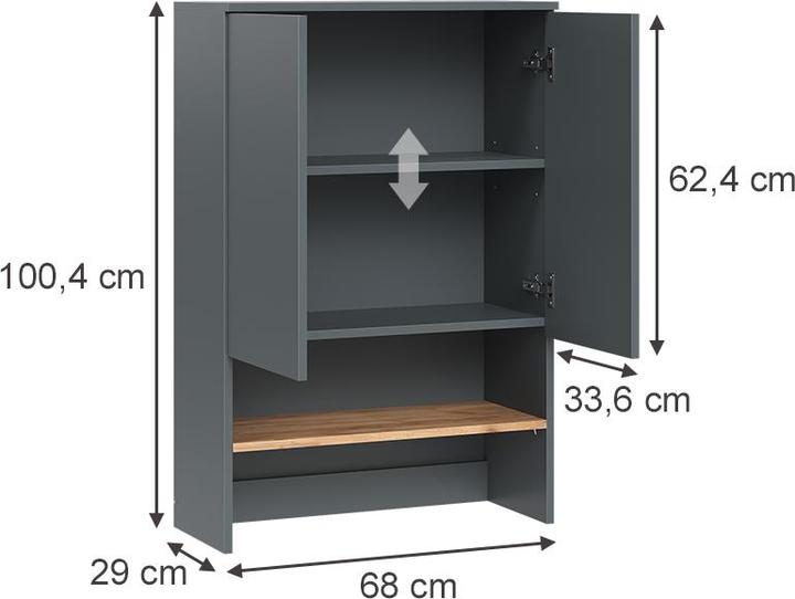 Actual product image Vichy Waschmaschinenoberschrank Viktor, Anthrazit/Goldkraft Eiche, 68 x 100.4 cm