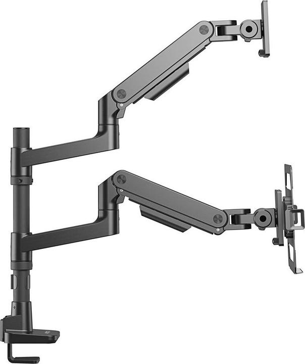 Actual product image Single monitor arm and laptop arm office premium, with gas spring, pole mounted (Table, 49")