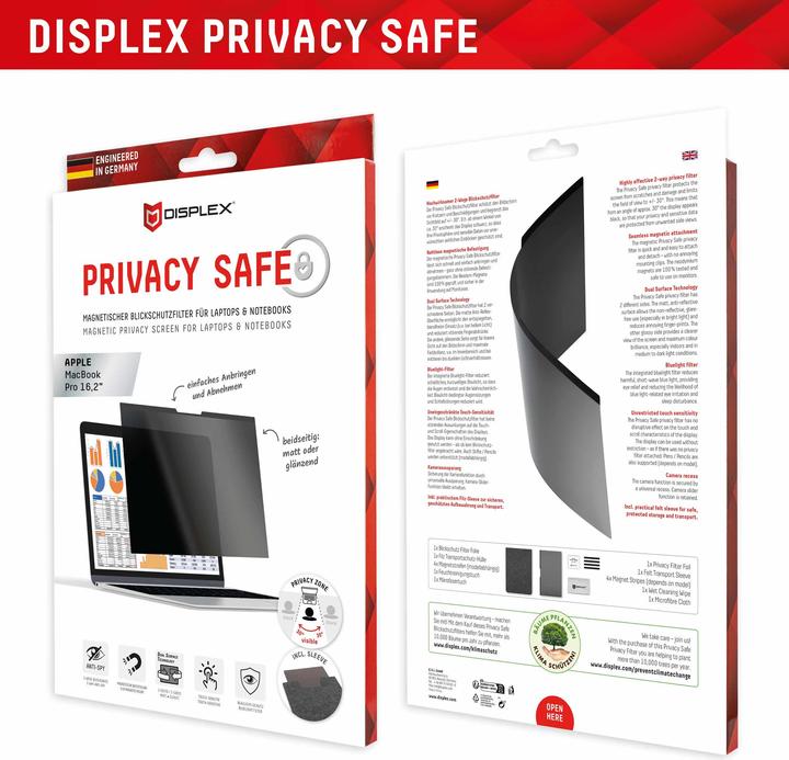 Actual product image Displex Privacy Safe, Laptop Blickschutzfilter (16.20", 16 : 10)