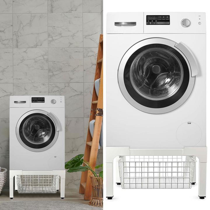 Image du produit Nedis Support pour lave-linge et sèche-linge | Panier en fil métallique | 200 kg | Blanc