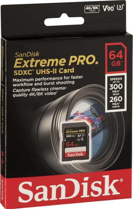 Actual product image SanDisk Extreme Pro (64 GB, SDXC, U3, UHS-II)