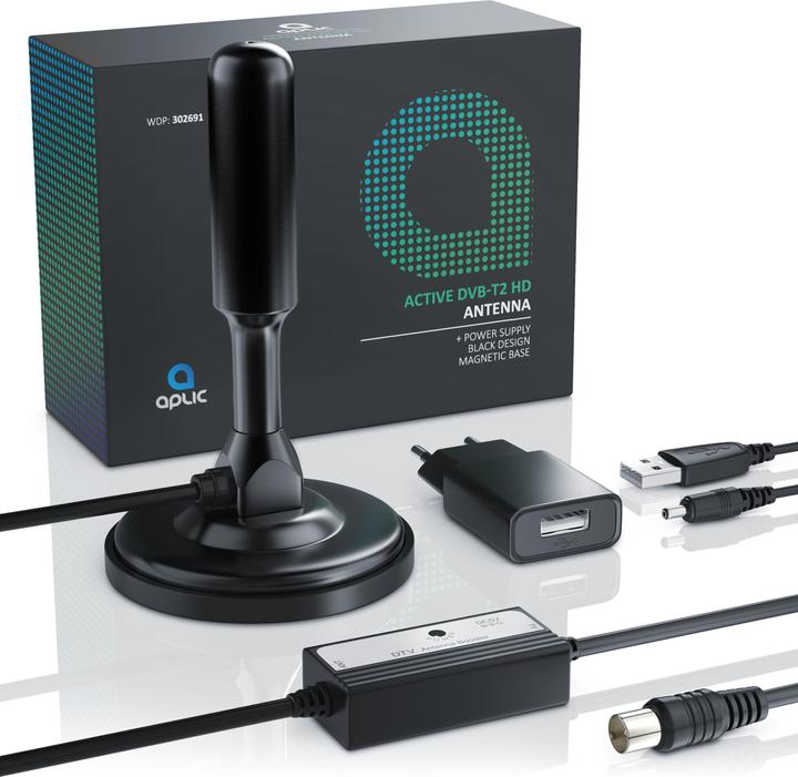 Produktbild Aplic digitale DVB-T2 Antenne aktiv (Flachantenne, 30 dB, DVB-T / -T2)