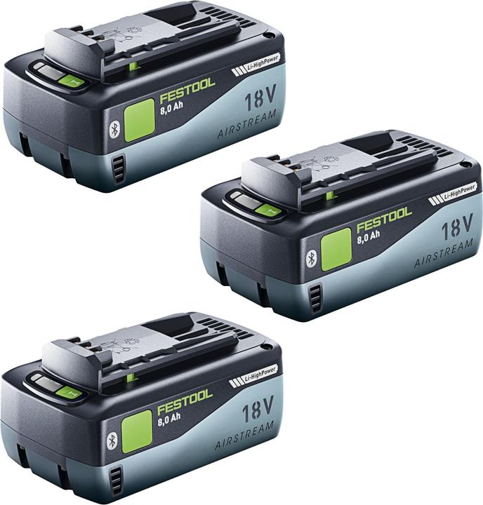 Produktbild Festool Akku Set 3x BP 18 Li 8,0 HP-ASI Akku 18 V 8,0 Ah ( 3x 577323 ) 8000 mAh Li-ion mit (18 V)