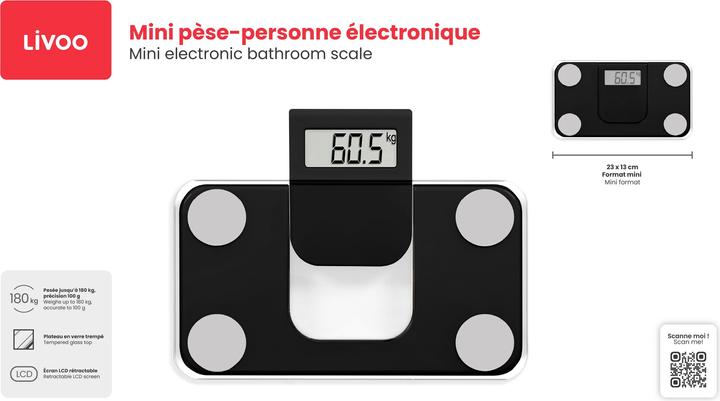 Immagine prodotto Livoo Mini bilancia elettronica da bagno (180 kg)