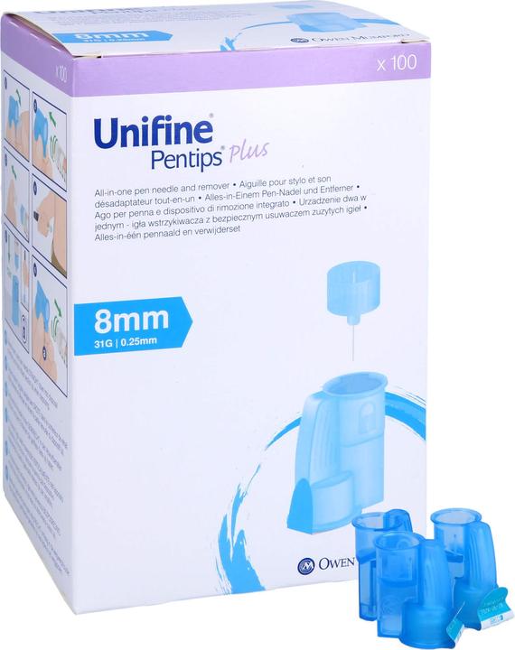 Unifine Pentips Plus Pennadeln Insulin-Injektor 31G 0.25x8mm hellblau steril 100 Stk (Pen needles + disposable needles)
