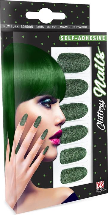 Immagine prodotto Widmann 12 unghie autoadesive verde smeraldo con glitter