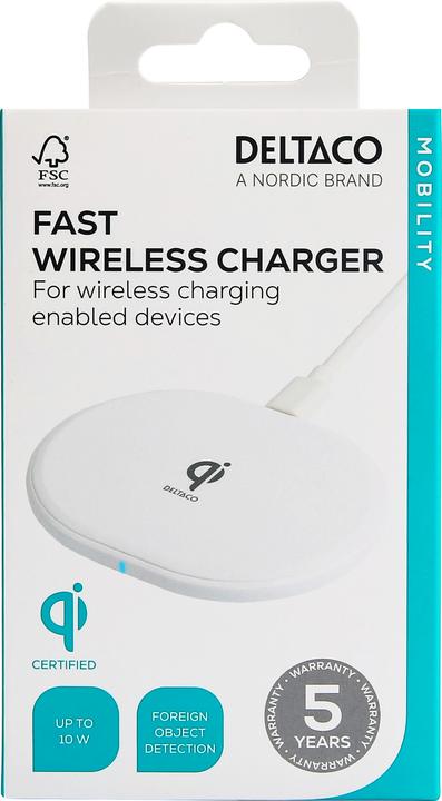 Actual product image Deltaco Bevielis kroviklis,, USB-C, Qi, baltas QI-1039 / 1902335 (10 W)