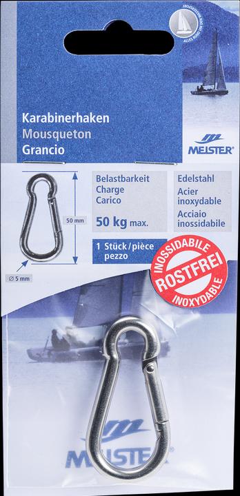 Meister Karabinerhaken Edelstahl ø 5 mm 50 mm