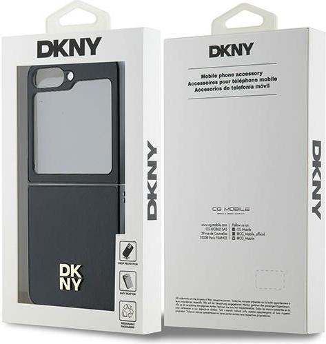 Produktbild DKNY DKHCZF6PSMCSLK Z Flip6 F741 czarny/black lether Matal Stack Logo (Samsung Galaxy Z Flip7 FE, Samsung Galaxy Z Flip6)