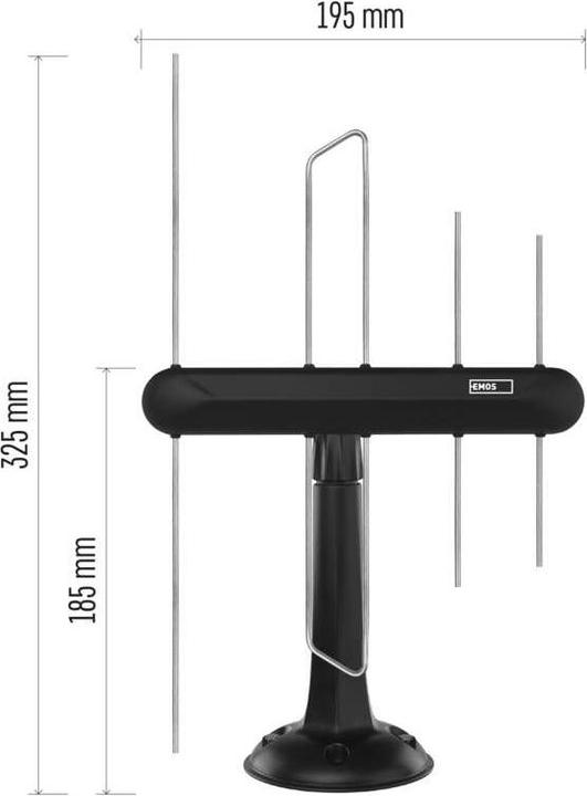 Immagine prodotto Emos Antenna universale EM-DIO3, 0-80 km, DVB-T2, LTE/4G/5G filtro (DVB-T / -T2, LTE)