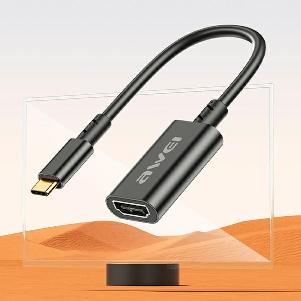Image du produit Awei Adaptateur CL-217T USB-C/HDMI czarny/black 4k@30Hz (USB-C, HDMI, 1.50 cm)