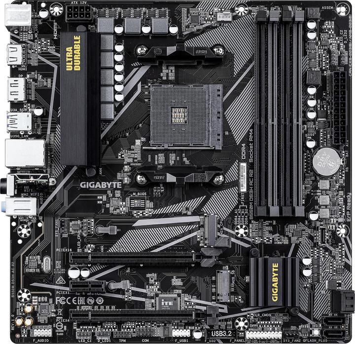 Image du produit Gigabyte Carte mère pour processeurs Intel B550M DS3H AC R2 (AM4, AMD B550, mATX)