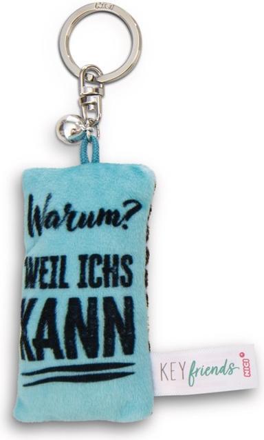 Magni NICI Schlüsselanhänger Mini Plüschkissen Warum? Weil ichs kann! mit Glöckchen 8cm