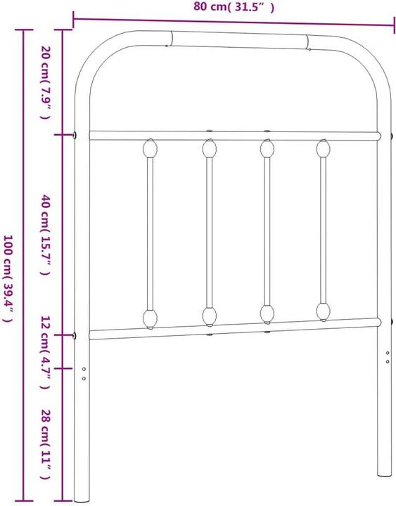 Image du produit VidaXL Kopfteil Metall Weiss 75 cm, Farbe: Weiss, Material (80 x 3 x 100 cm)