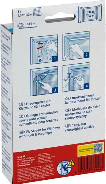 Produktbild tesa Insektenschutz STANDARD für Fenster, mit Klettband, ohne Bohren (130 x 150 cm)