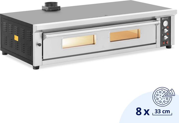 Royal Catering Elektro-Pizzaofen 1 Backkammer 450 °C Ober-/ Unterhitze für 8 Pizzas mit Ø 33 cm (Pizzaofen Elektro)