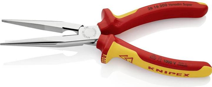 Produktbild Knipex Flachrundzange mit Schneide(Storchschnabelzange) 26 16 200 SB (200 mm)