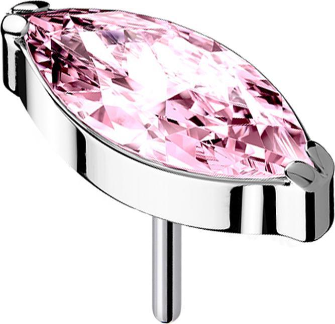 Star Piercing Threadless silber mit Oval Kristall pink (ohne Messing, Titan G23)