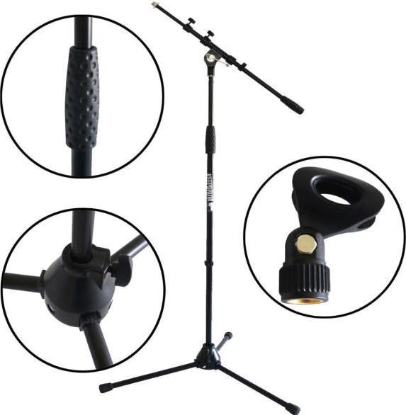 keepdrum MS106 BK Microphone Stand with Microphone Clamp