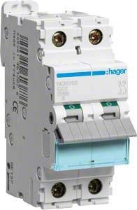 Actual product image Hager HAG NCN202 circuit breaker 2P 10kA C- 2A 2M