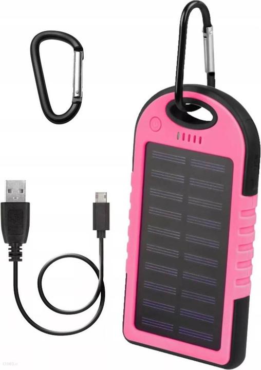 Produktbild Setty Powerbank with Solar Cell Charging 5000 mAh - Pink (5000 mAh, 18.50 Wh)