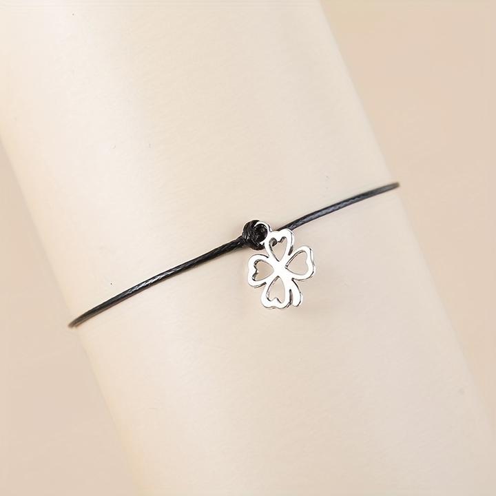 Image du produit PhoneLook Bracelet universel trèfle à 4 feuilles Make a Wish avec cordon en similicuir (Similicuir)