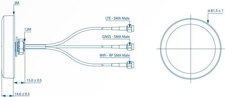 Produktbild Teltonika NETWORKS Dachantenne SMA, NETWORKS Dachantenne COMBO (4G, GPS, 2G, WLAN, 3G)