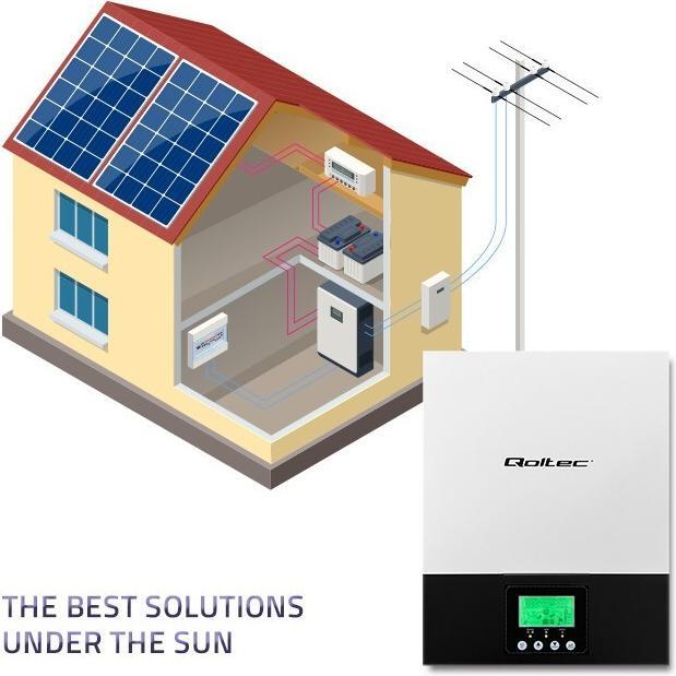 Image du produit Qoltec Onduleur solaire hybride, hors-réseau, MPPT-Sinus