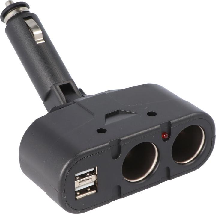Actual product image AccuCell KFZ-Adapter, Verteiler Zigarettenanzünder - Stecker auf 2x Kupplung + USB