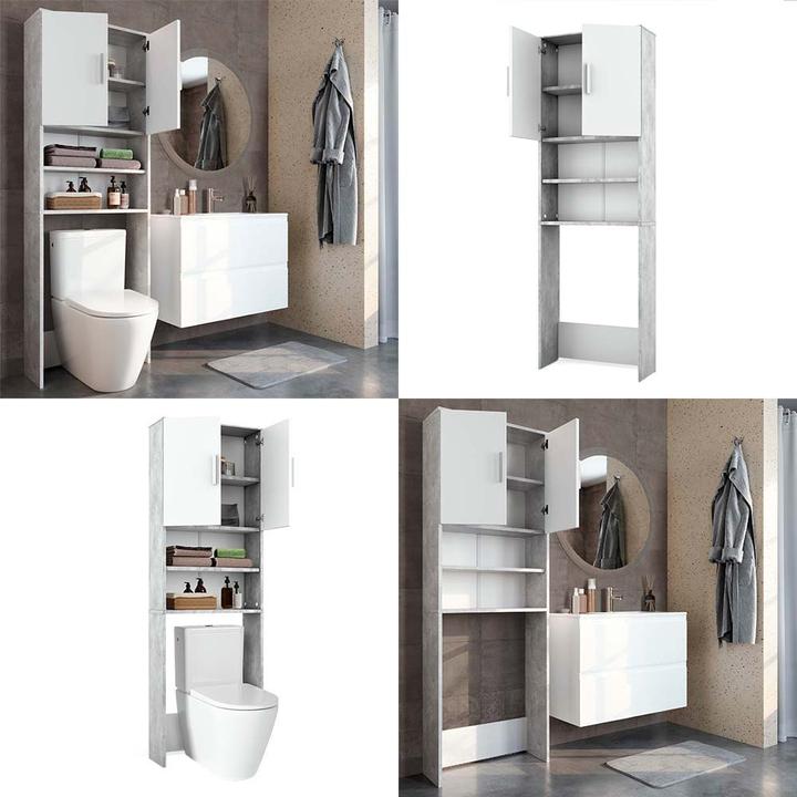 Immagine prodotto Vicco Mobile da toilette in cemento/bianco 64 x 190 cm con 2 ante