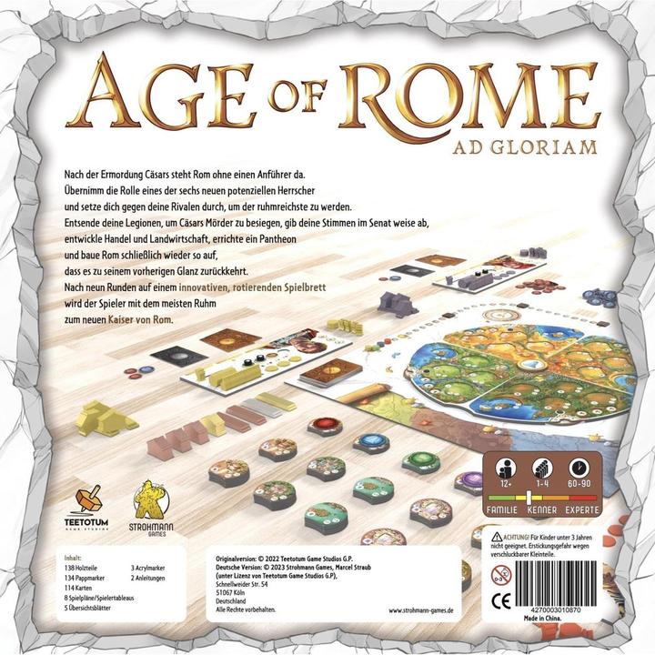 Immagine prodotto Strohmann Games Age of Rome, gioco da tavolo, per 1-4 giocatori, da 12 anni (edizione DE) (Tedesco)