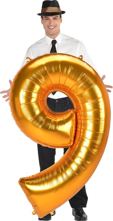 Actual product image Anagram Jumbo Size Number 9 Gold Foil Balloon L53 packed 8 (3 x)