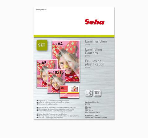 Geha Laminating foil set (A4, A5, A6, A7, 100 Piece, 80 µm)